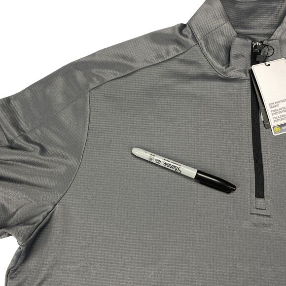 Callaway Golf Sweatshirt Mens Medium Gray OptiDry Mock Neck UPF 50+ Quarter Zip - Picture 2 of 15